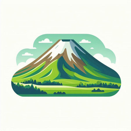 Mt. Fuji in the sky. Vector illustration of a mountain.のイラスト素材