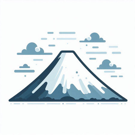 Mt. Fuji in the clouds. Vector illustration on white background.のイラスト素材