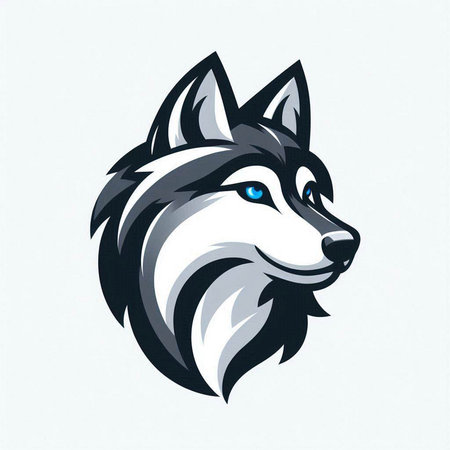 Illustration of a wolf head mascot isolated on a white background.のイラスト素材