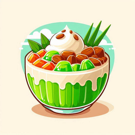 japanese dessert in a bowl. vector illustration. eps10のイラスト素材