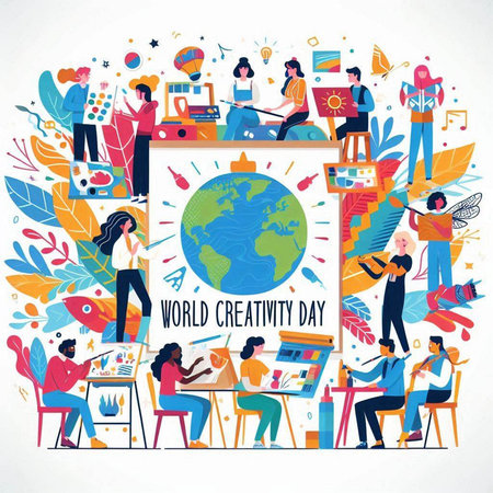 World Environment Day concept. Flat style vector illustration. Group of people working in creative office.のイラスト素材