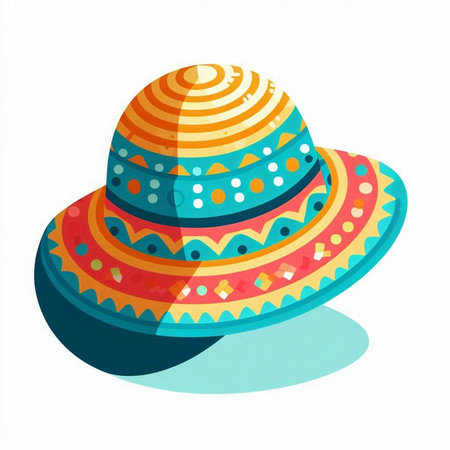 Mexican hat isolated on white background. Vector illustration in flat style.のイラスト素材
