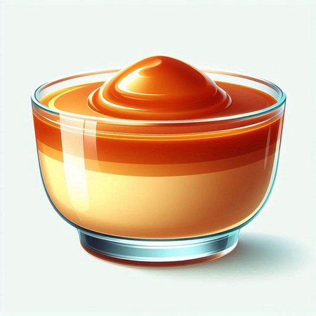 Mustard sauce in a glass bowl. Vector illustration on white background.のイラスト素材