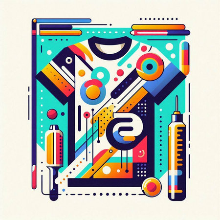Abstract geometric composition with different objects. Vector illustration in flat style.のイラスト素材