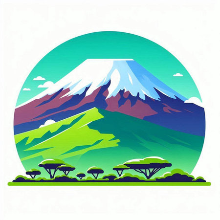 Mt. Fuji, Japan, vector illustration, isolated on white backgroundのイラスト素材