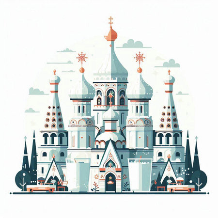 Cathedral of the Resurrection of Christ in Moscow. Vector illustration.のイラスト素材