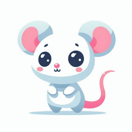 Cute cartoon mouse isolated on a white background. Vector illustration.のイラスト素材