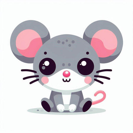 Cute cartoon mouse. Vector illustration isolated on a white background.のイラスト素材