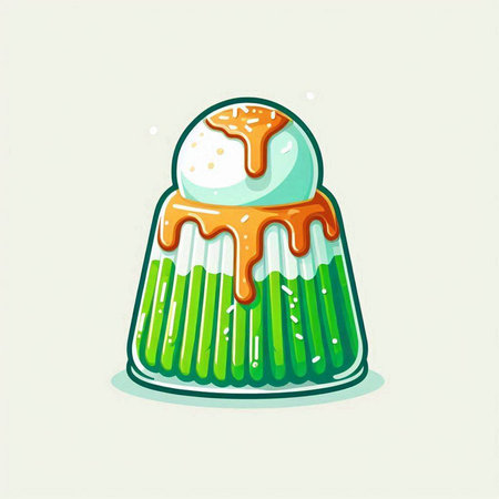 Illustration of a cupcake with ice cream on a light backgroundのイラスト素材