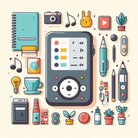 Colorful flat design vector illustration of electronic devices, gadgets and gadgets.のイラスト素材