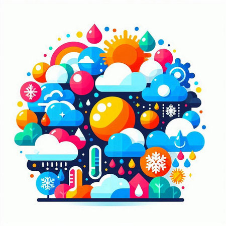 Weather forecast concept. Vector illustration in flat style. Weather forecast.のイラスト素材