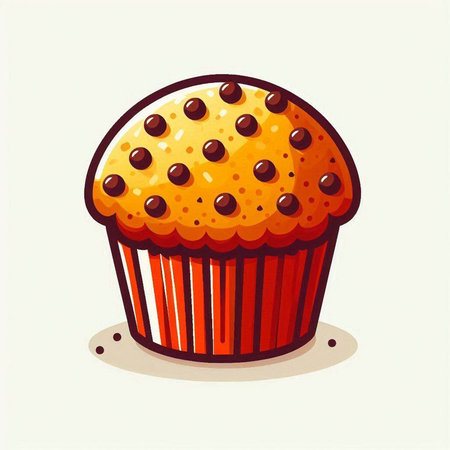 Cupcake vector illustration. Cute muffin isolated on white background.のイラスト素材
