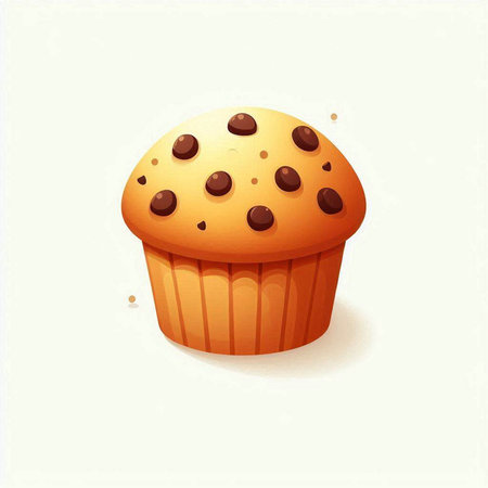 Illustration of a muffin with chocolate chips on a white backgroundのイラスト素材