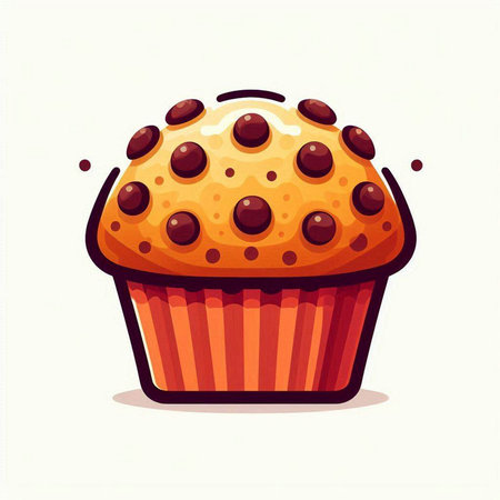 Cupcake vector illustration. Hand drawn muffin isolated on white background.のイラスト素材