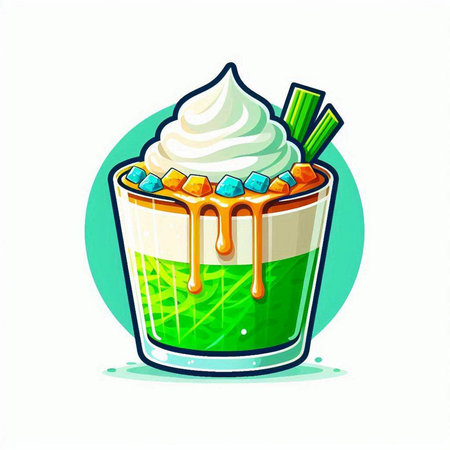 Cocktail with ice cream. Vector illustration on white background.のイラスト素材