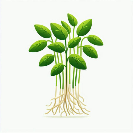 Sprout with roots isolated on a white background. Vector illustration.のイラスト素材