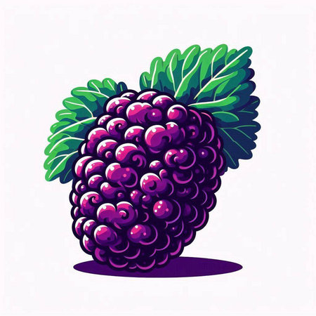 Vector illustration of blackberry in cartoon style on a white background.のイラスト素材