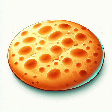 Illustration of a round cheese with holes on a white background.のイラスト素材