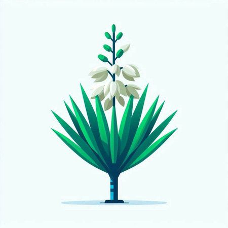Flowering yucca plant. Vector illustration in flat styleのイラスト素材