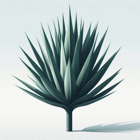 Silhouette of green agave plant on white background. Vector illustration.のイラスト素材