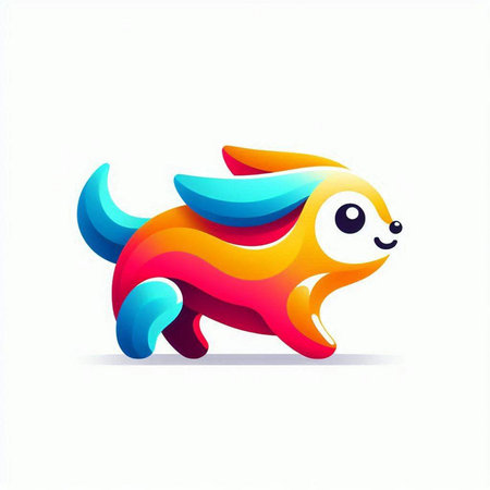 Colorful character of a dog on a white background. Vector illustrationのイラスト素材