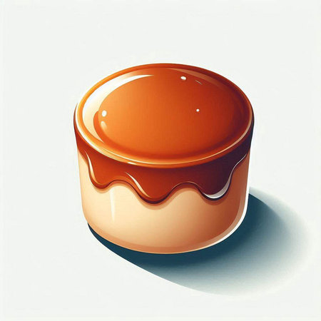 Illustration of a caramel cake on a white background with soft shadowのイラスト素材