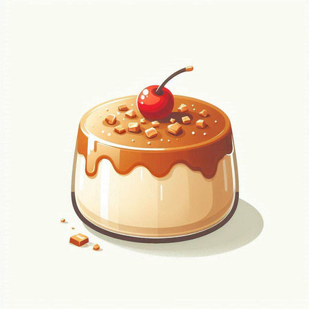 Illustration of a chocolate cake with cherries on a white backgroundのイラスト素材