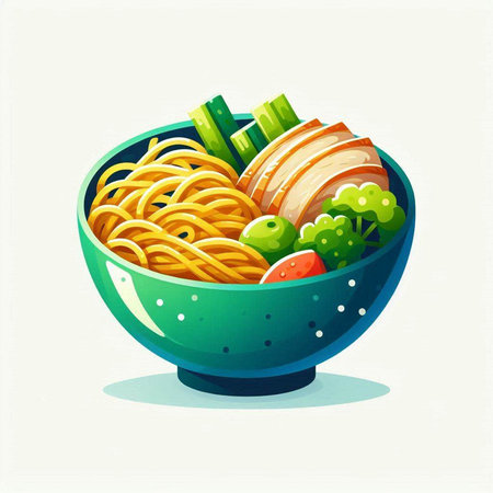 Noodles in a bowl. Vector illustration of Japanese food.のイラスト素材