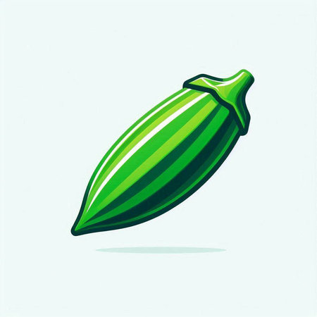 Illustration of fresh okra on white background. Vector illustration.のイラスト素材