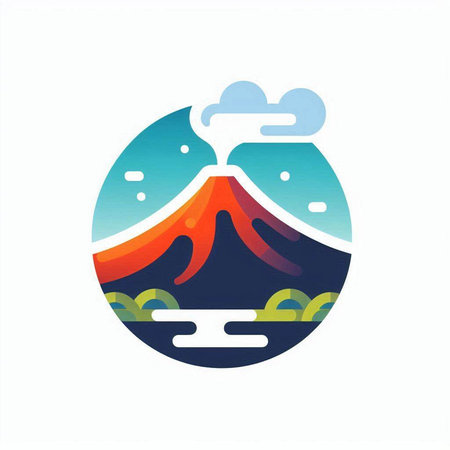 Volcano vector logo design template. Nature logo concept. Volcano icon.のイラスト素材