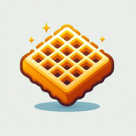 Illustration of a sweet waffle on a white background with starsのイラスト素材