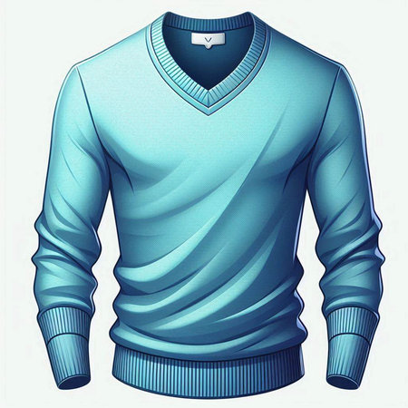 Blue sweater on a white background. Vector illustration of a sweater.のイラスト素材