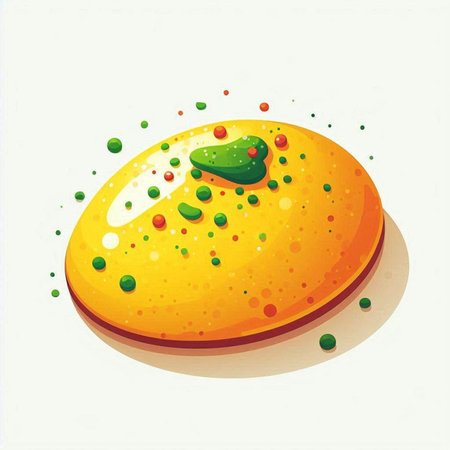 Illustration of a Colorful Mango Cake on a White Backgroundのイラスト素材