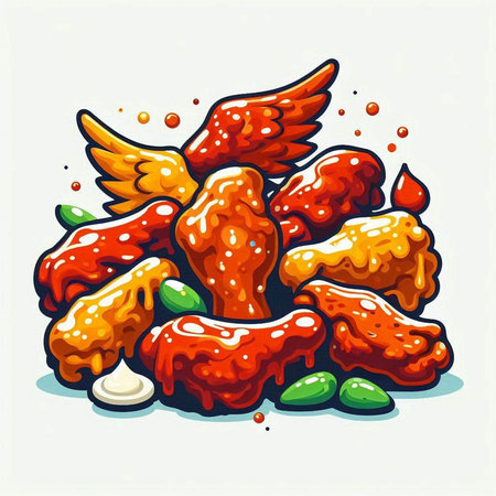 Vector illustration of a group of red and yellow gummy worms.のイラスト素材
