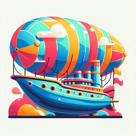 Vector illustration of an airship in the form of a hot air balloonのイラスト素材