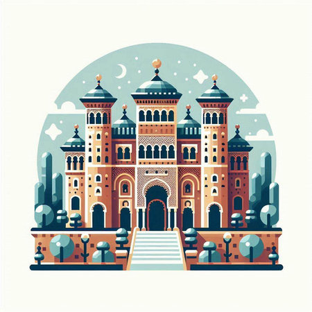 Vector illustration of the Great Mosque in Istanbul, Turkey. Flat style.のイラスト素材