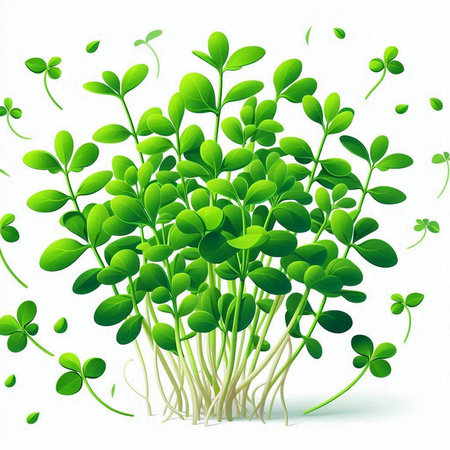Microgreens. Sprouts of green plants. Vector illustration.のイラスト素材
