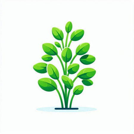 Green plant. Vector illustration in flat style. Isolated on white background.のイラスト素材
