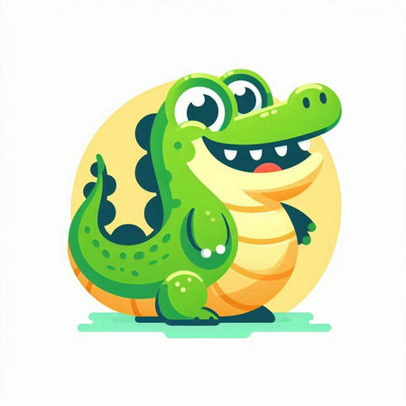 Cute crocodile. Vector illustration isolated on a white background.のイラスト素材