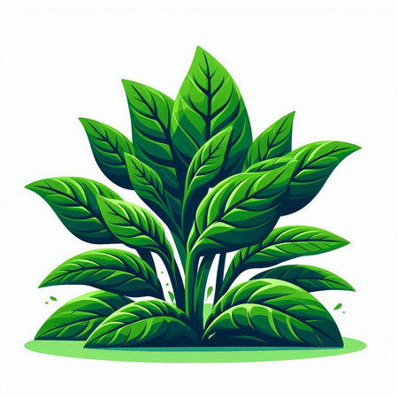 Green leaves on a white background. Vector illustration for your design.のイラスト素材