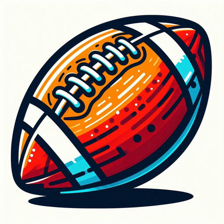 American football ball isolated on white background. Vector illustration in retro style.のイラスト素材
