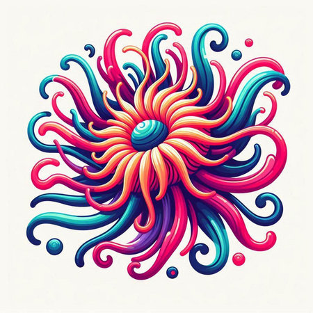 Colorful abstract flower on a white background.  Vector illustration.のイラスト素材