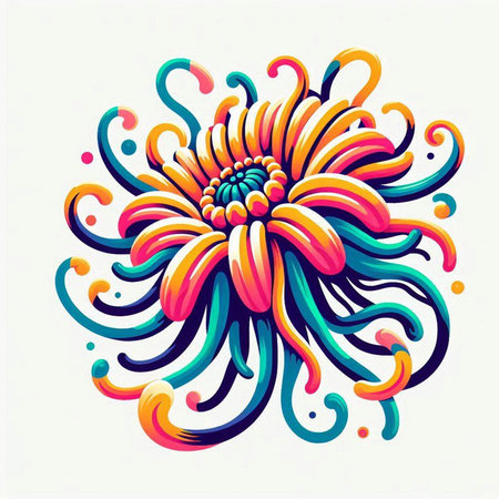 Colorful chrysanthemum on white background. Vector illustration.のイラスト素材