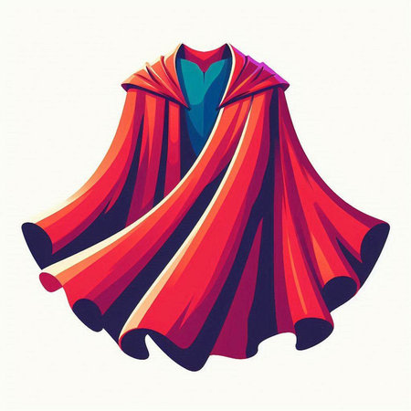 Illustration of a red and blue cape isolated on a white backgroundのイラスト素材