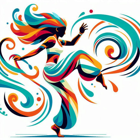 Beautiful girl dancing in abstract style. Vector illustration for your designのイラスト素材