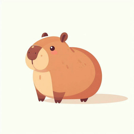 Cute beaver on a white background. Vector illustration in cartoon style.のイラスト素材