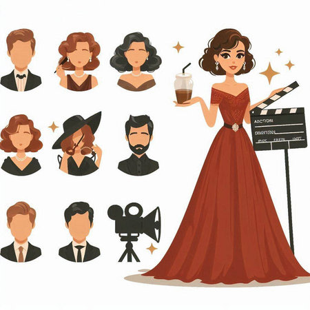 Cinema set of icons. Vector illustration on white background.のイラスト素材