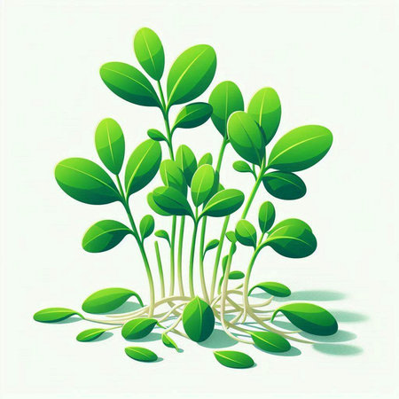 Sprouts of watercress on white background. Vector illustration.のイラスト素材