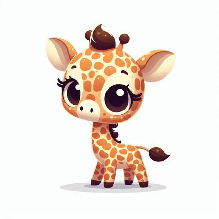 Cute cartoon giraffe. Vector illustration isolated on white background.のイラスト素材