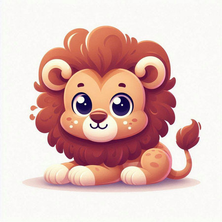 Cute cartoon lion on white background. Vector illustration for your designのイラスト素材